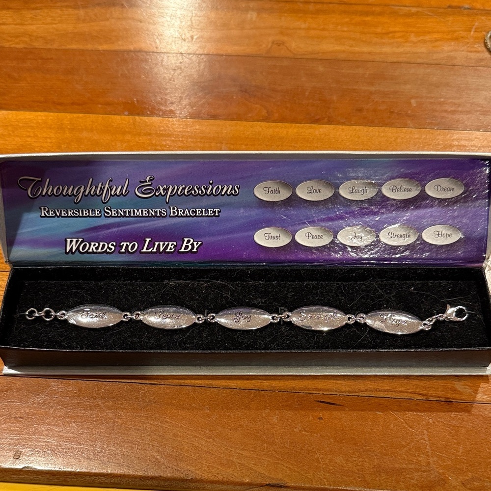 Reversible Sentiments Silver Tone Bracelet - Words to Live By